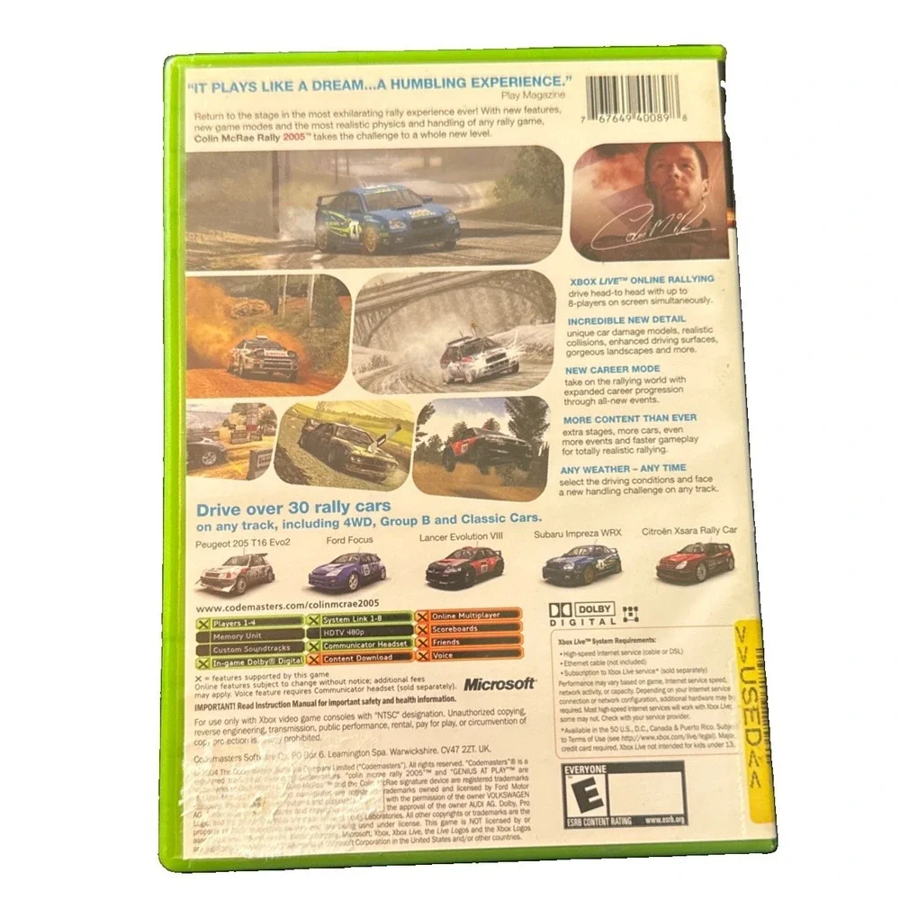Colin McRae Rally 2005 (Original Xbox, 2004) Complete in Box CIB